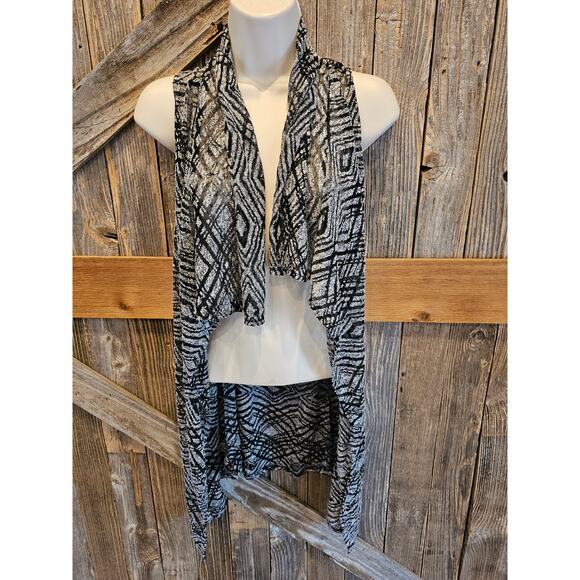 Nwt daytrip Buckle brand semi Sheer open cardigan tunic black white y2k medium - Picture 1 of 7